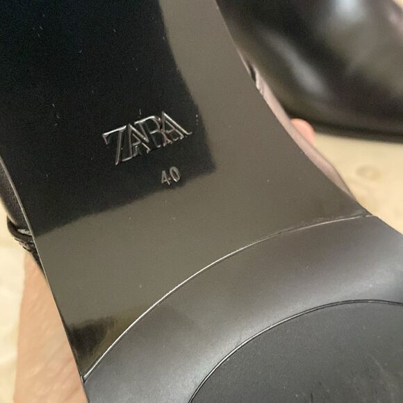 Zara Vegan Leather Ankle Boots Pointed Toe - Picture 13 of 13